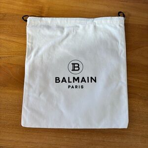 Balmain White Logo Drawstring Bag